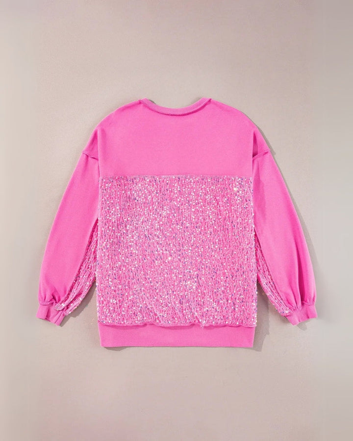 LAREI - SWEATSHIRT WITH SEQUINS AND PARTIAL BUTTON PLACKET