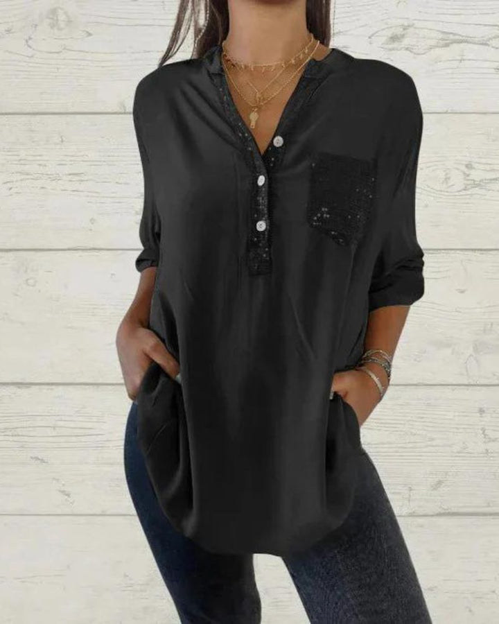 ELINE - ELEGANT V-NECK SHIRT
