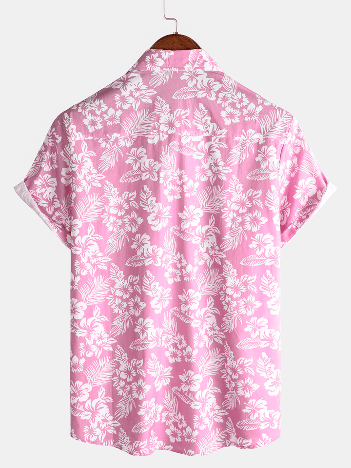 Short Sleeve Hawaiian Shirt with Floral Print