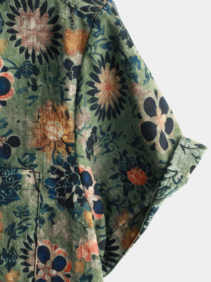 Cotton Hawaiian Shirt with Short Sleeves