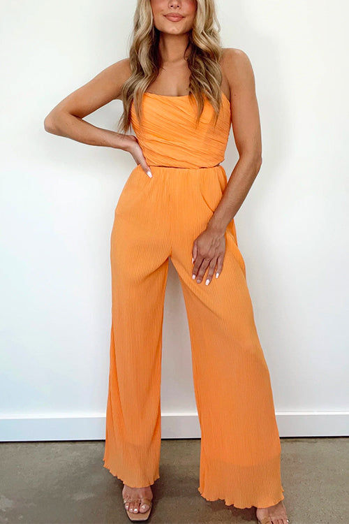 Sydney Luxe Boutique | Solana Ruched Crop Top & Wide-Leg Pants Set