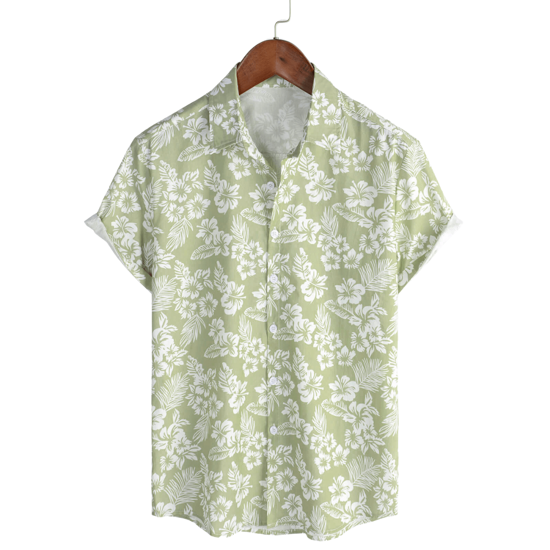 Short Sleeve Hawaiian Shirt with Floral Print