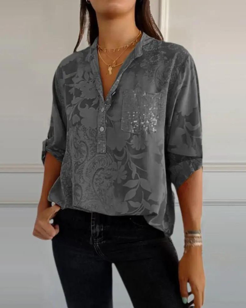 DARYA - TOP WITH FLORAL PRINT POCKETS