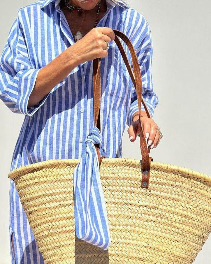 COLEN - CLASSIC STRIPED SHIRT DRESS WITH LACES