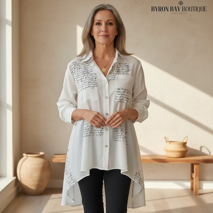 Zoey - Handwritten Button-Up Shirt
