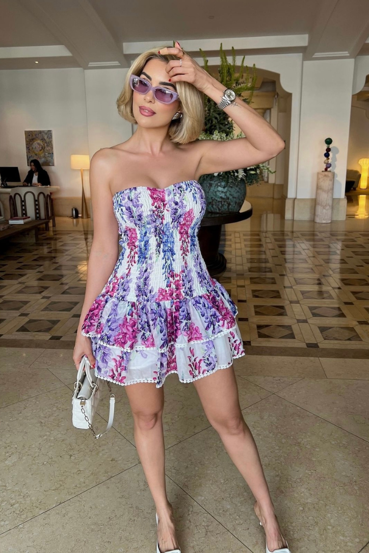 Sapphira | Ruffled Hem Strapless Dress