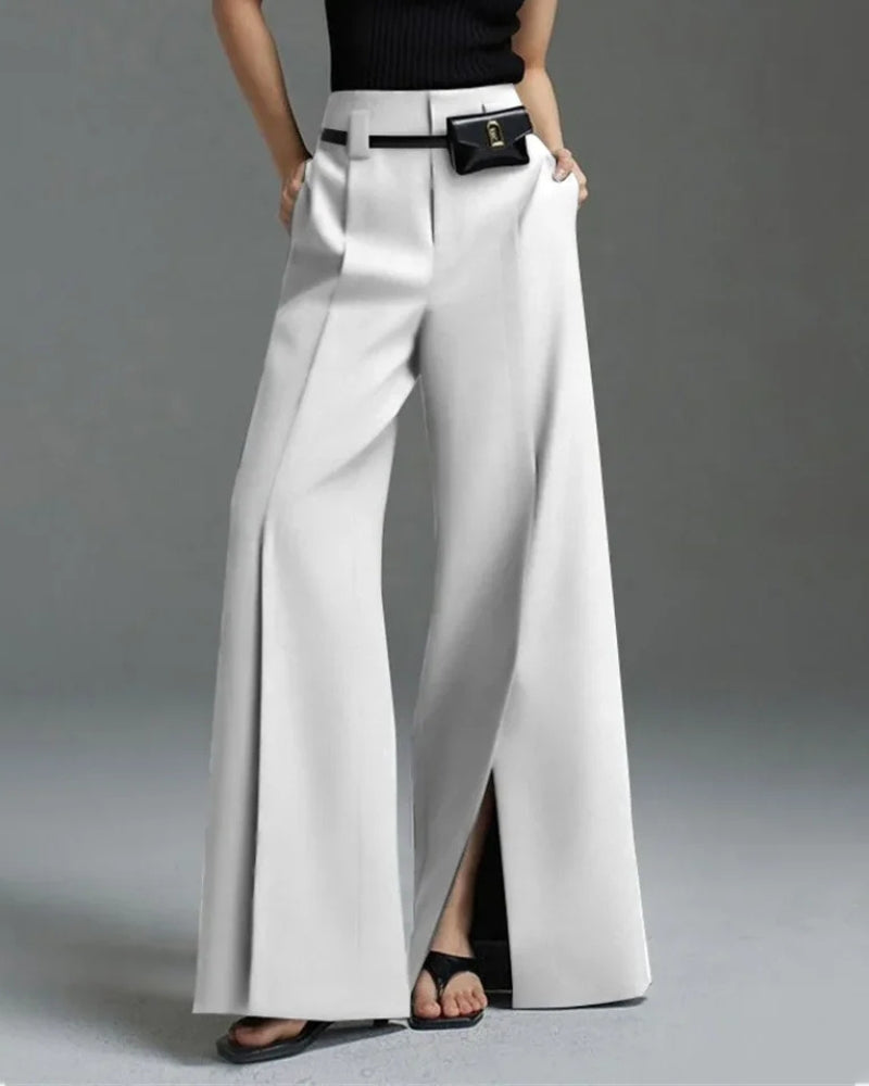 MAIANE - CASUAL PANTS WITH FRONT SLIT
