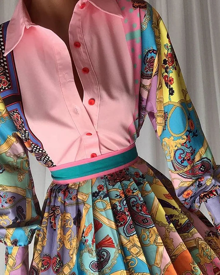 Sydney Luxe Boutique | Amara Pleated Mini Skirt & Printed Shirt Set