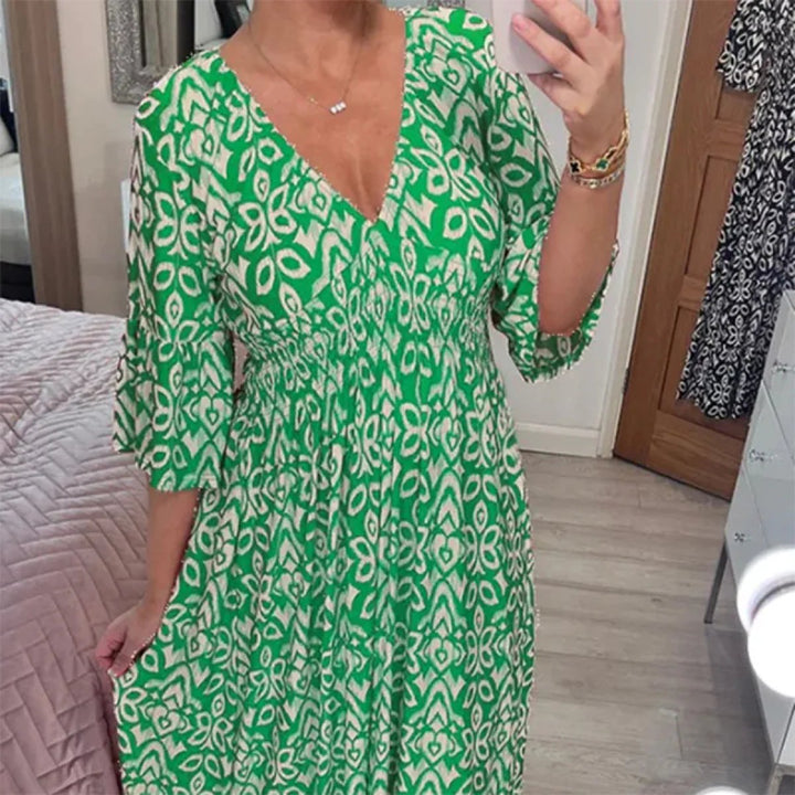 Althea™ – Bohemian V-Neck Maxi Dress