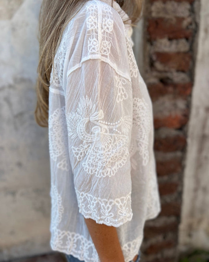 IAREL - CHIC EMBROIDERED BLOUSE IN LACE