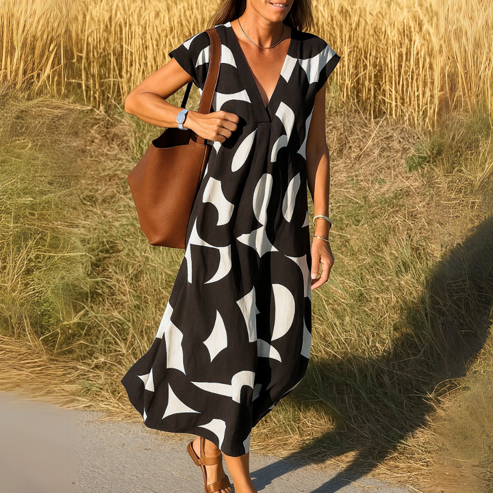 VALÉRIA™|V-NECK FLUID DRESS