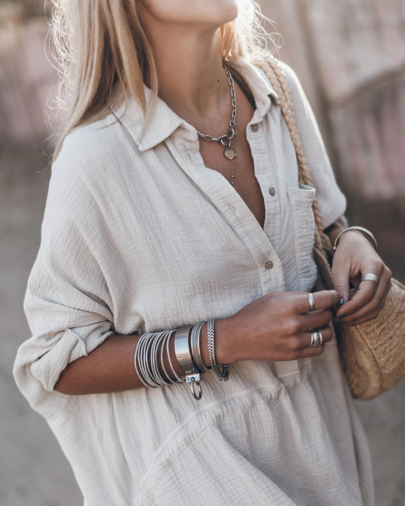 DALIA - CHIC NIGHTGOWN DRESS IN COTTON BLEND