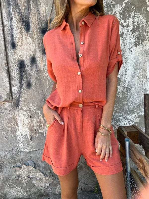 Elin Lightweight Linen-Cotton Summer Set
