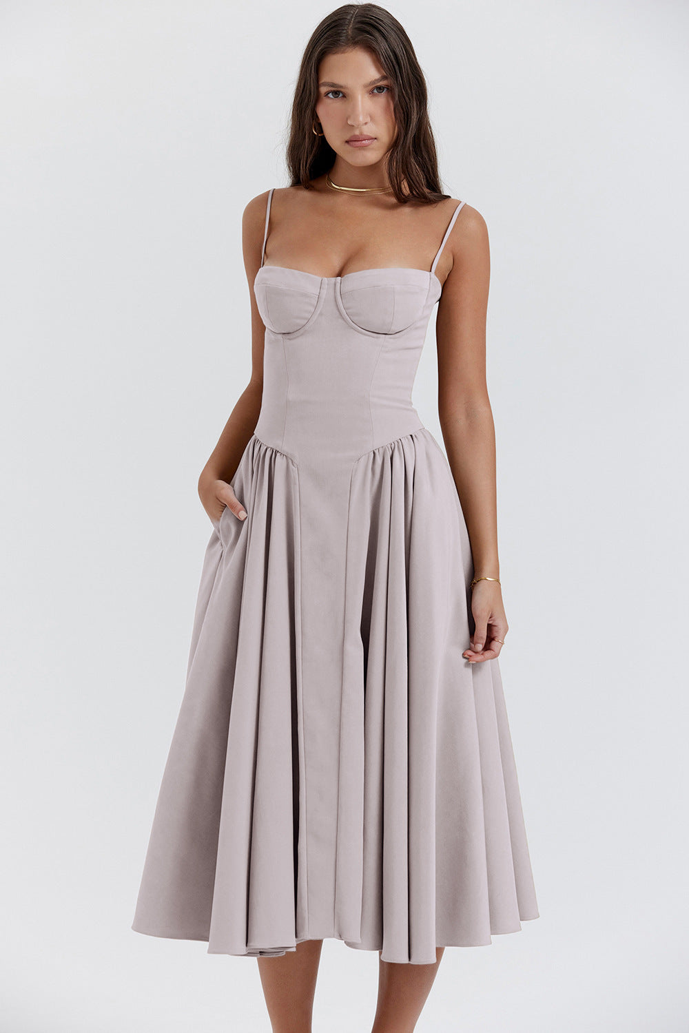 Elowen Retro Corset Midi Dress