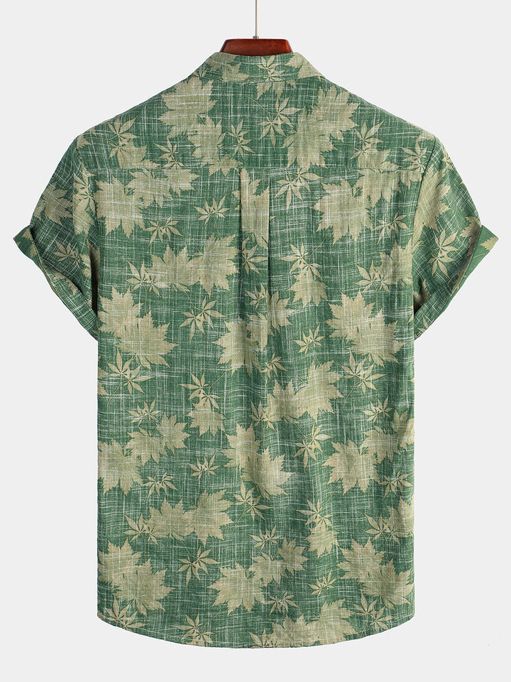 Cotton Hawaiian Shirt with Short Sleeves