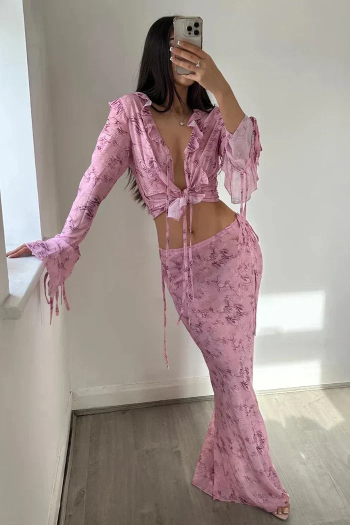 Janessa | Sheer Tie-Front Top