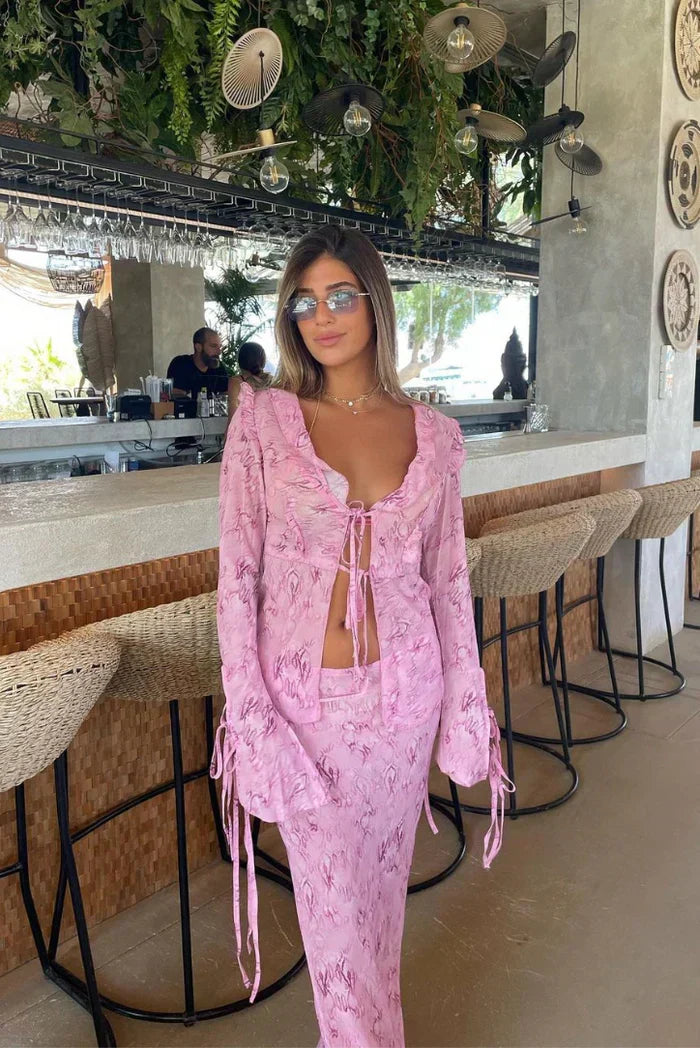 Janessa | Sheer Tie-Front Top
