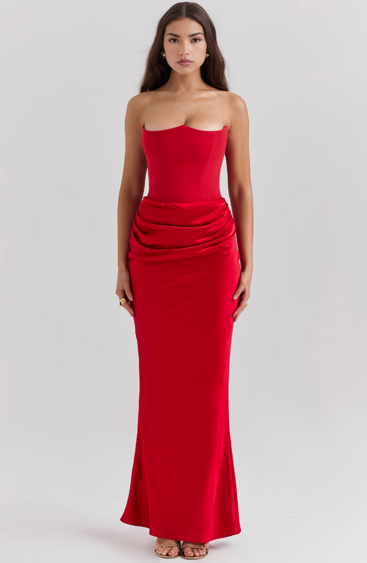 Kythira | Strapless Satin Dress