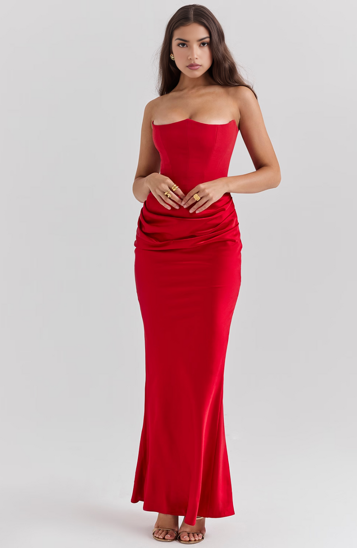 Kythira | Strapless Satin Dress