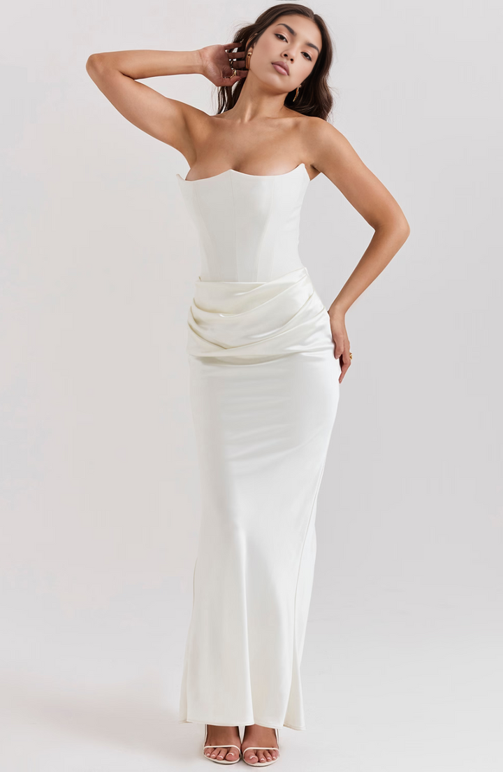 Kythira | Strapless Satin Dress