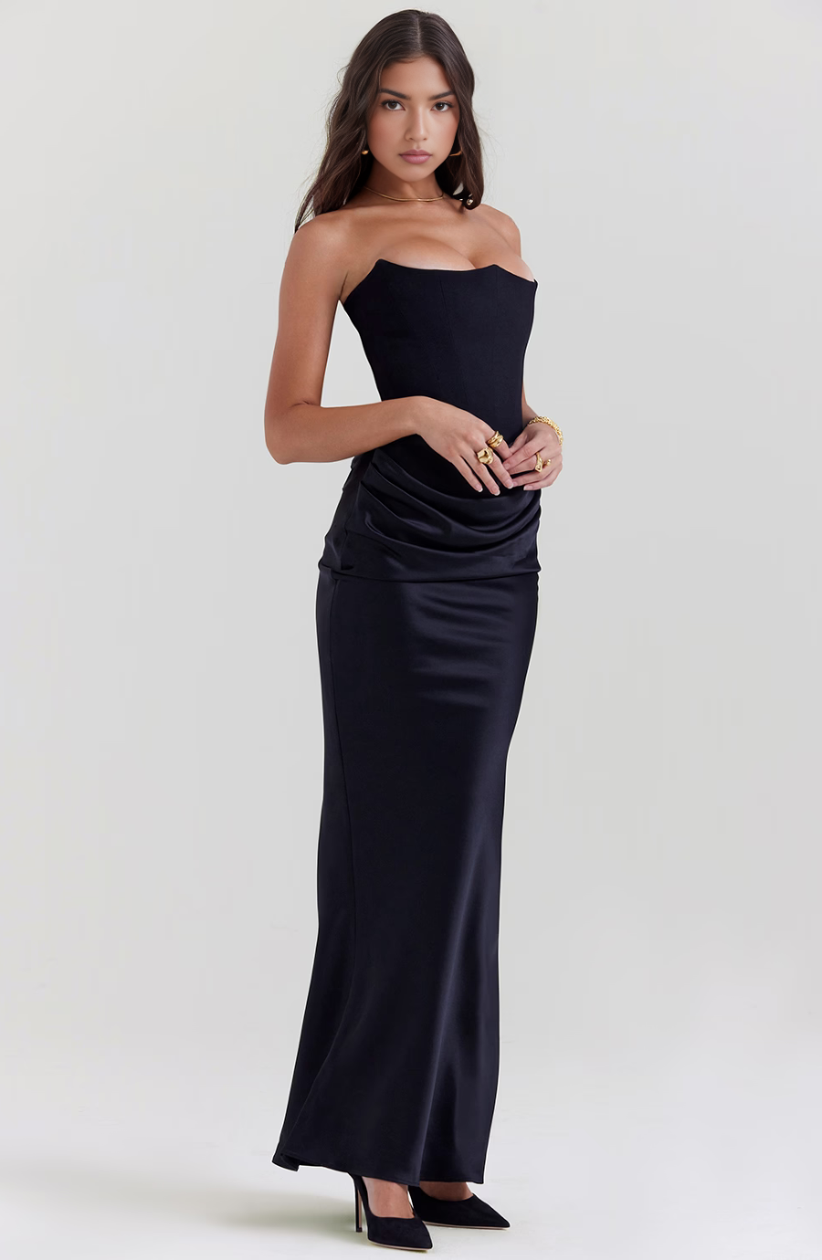 Kythira | Strapless Satin Dress