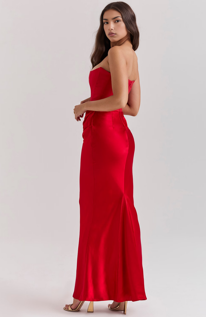 Kythira | Strapless Satin Dress