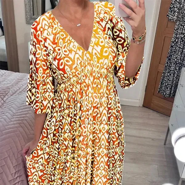 Althea™ – Bohemian V-Neck Maxi Dress