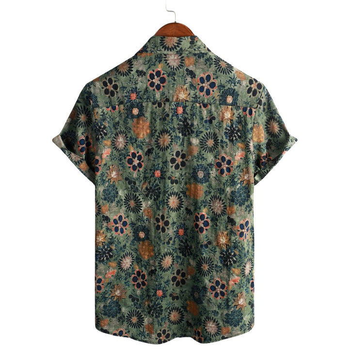 Cotton Hawaiian Shirt with Short Sleeves