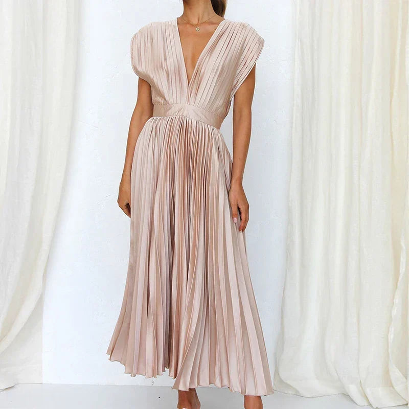 Sydney Luxe Boutique | Celeste Pleated Satin Dress