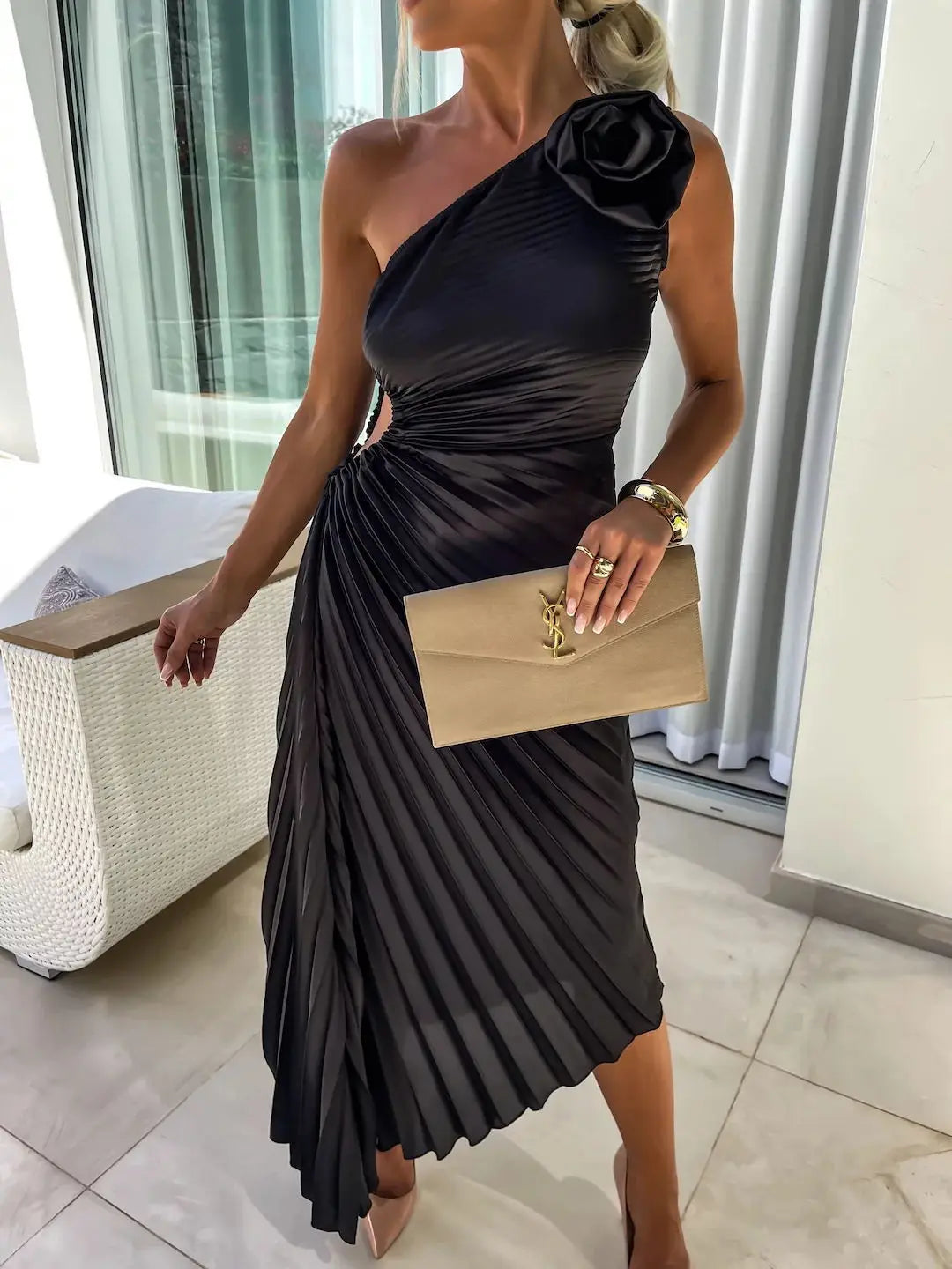 Sydney Luxe | Aurelia Pleated Asymmetrical Dress