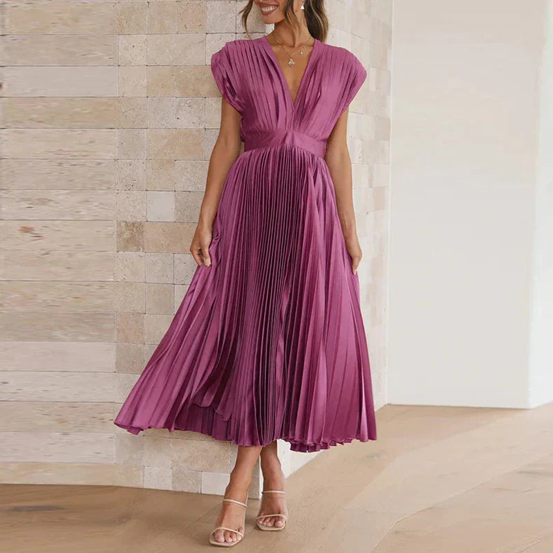 Sydney Luxe Boutique | Celeste Pleated Satin Dress