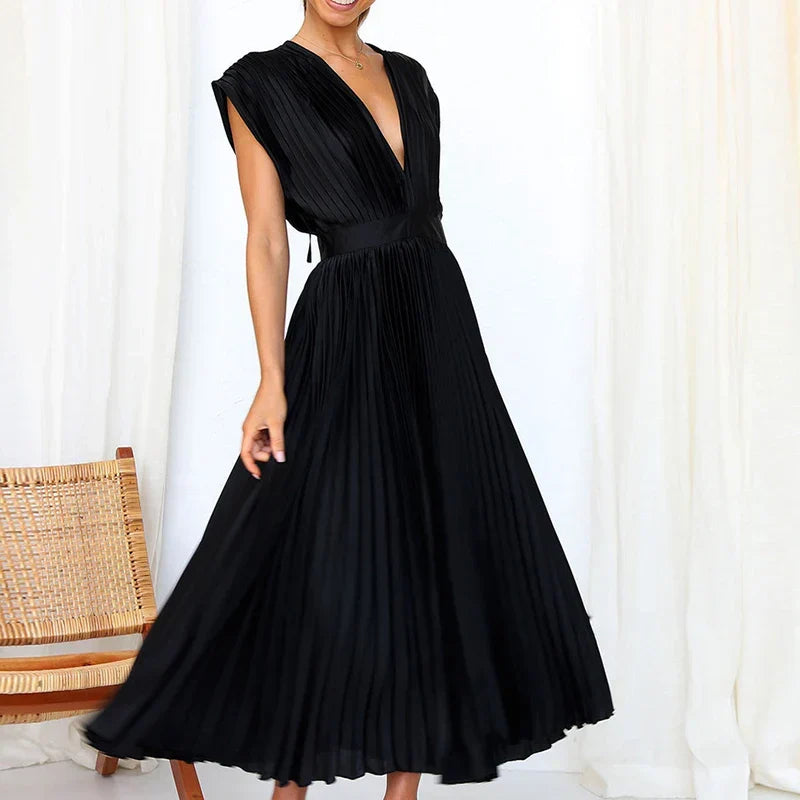 Sydney Luxe Boutique | Celeste Pleated Satin Dress