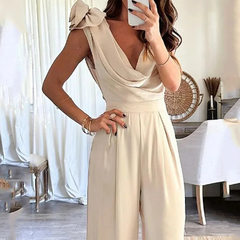 Sydney Luxe Boutique | Amelie Draped V-Neck Jumpsuit