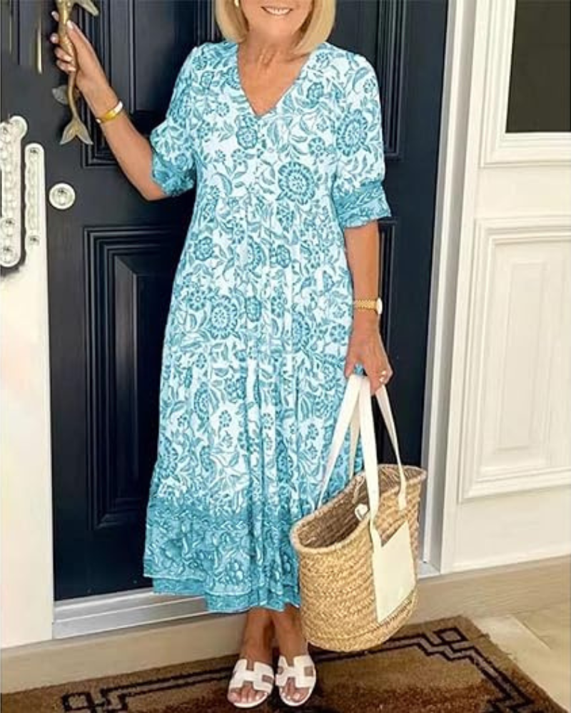 ARIAS - BOHEMIAN DRESS WITH V-NECK