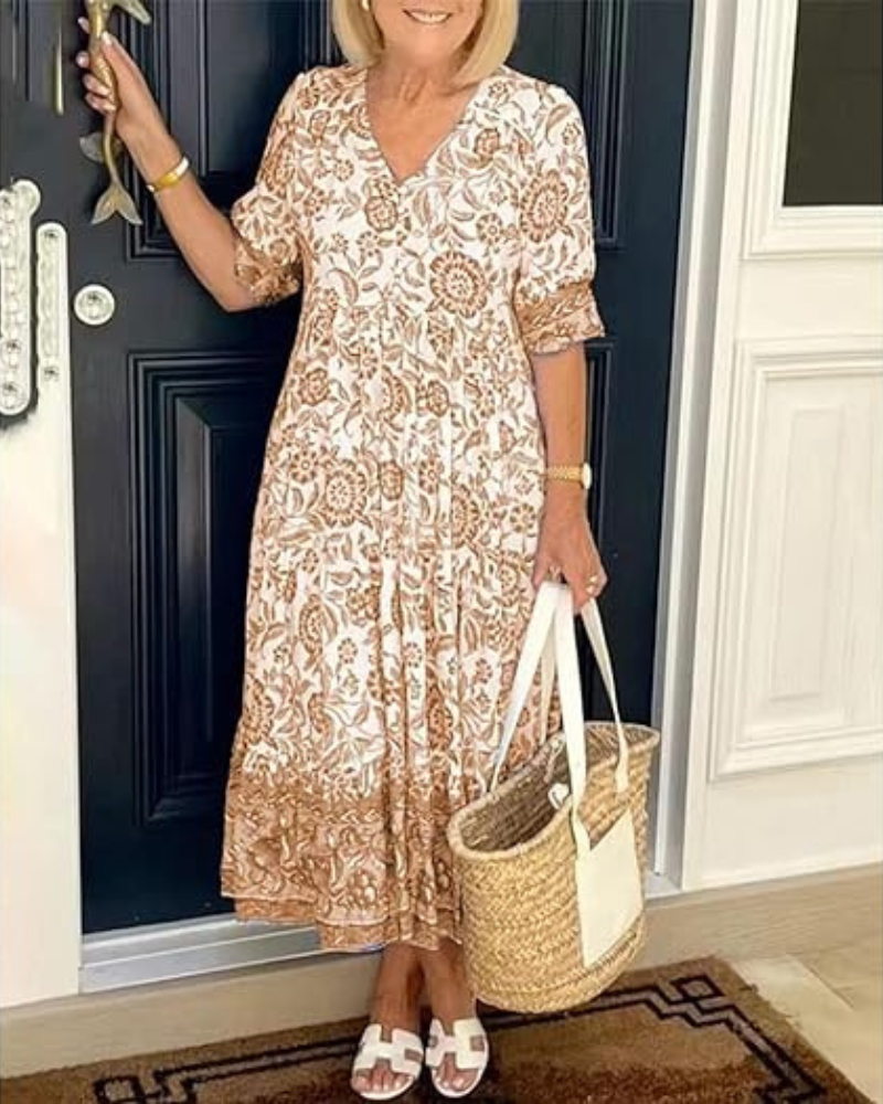 ARIAS - BOHEMIAN DRESS WITH V-NECK