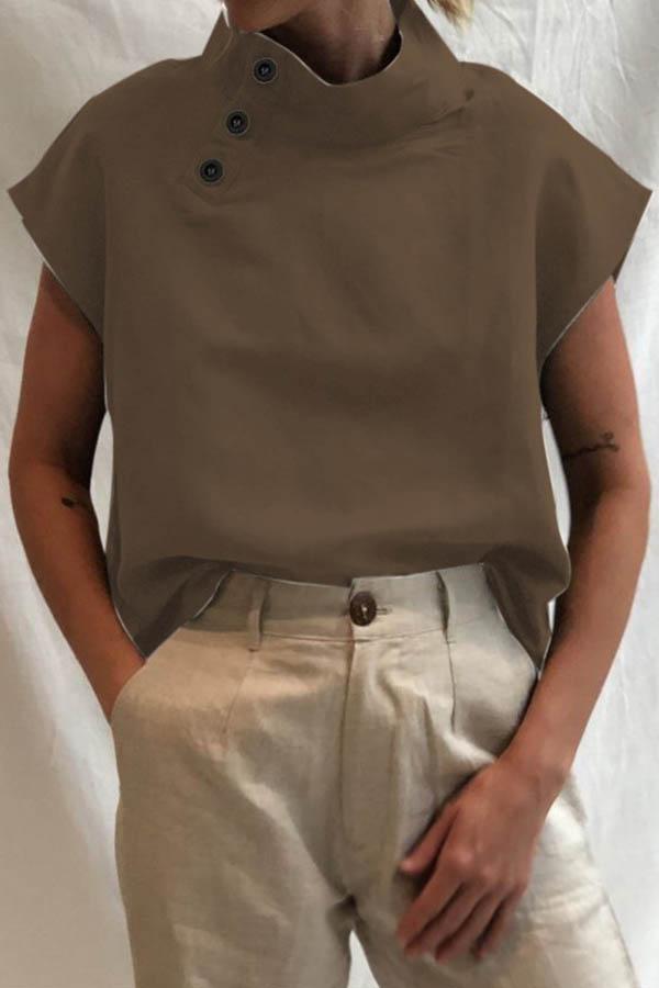 Lowella - Modern Button-Detail Blouse