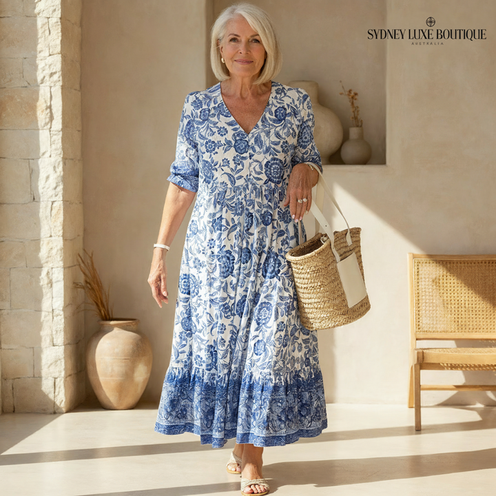 Azariah - Elegant Floral Dress with V-Neck