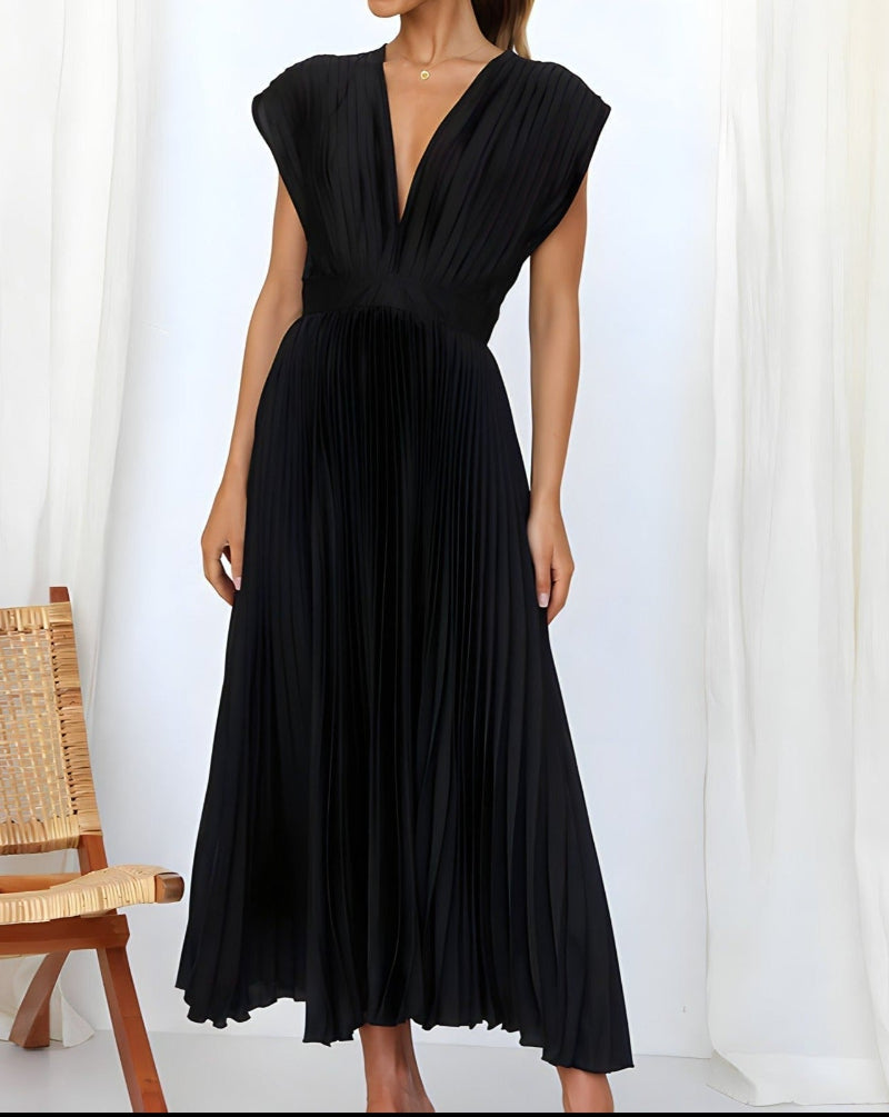 ELENA - MIDI PLEATED DRESS WITHOUT SLEEVES