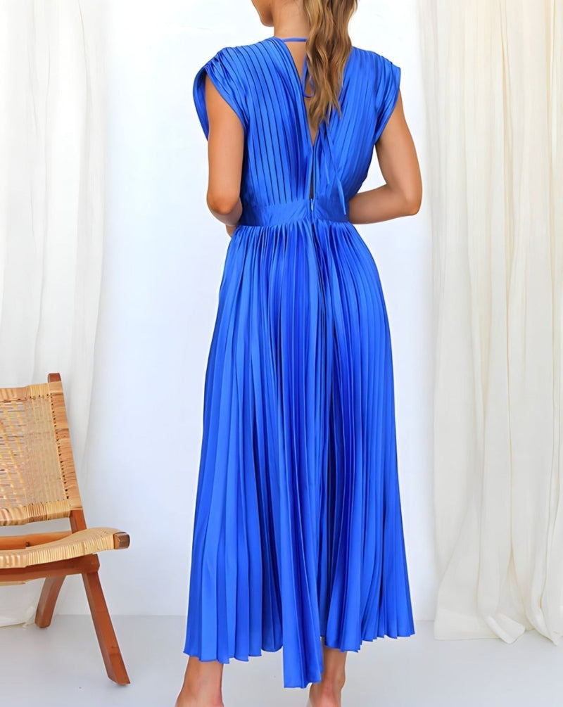 ELENA - MIDI PLEATED DRESS WITHOUT SLEEVES