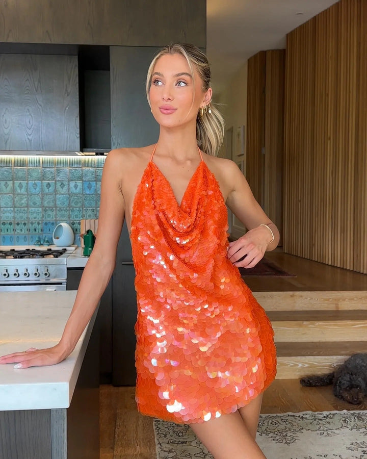 Pia | Sparkling Halter Mini Dress