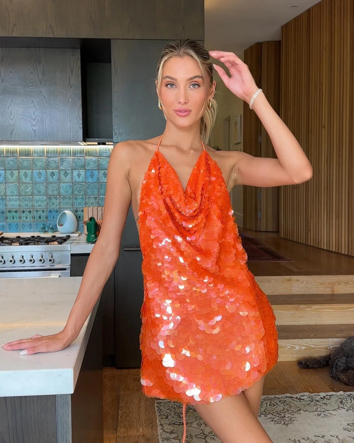Pia | Sparkling Halter Mini Dress