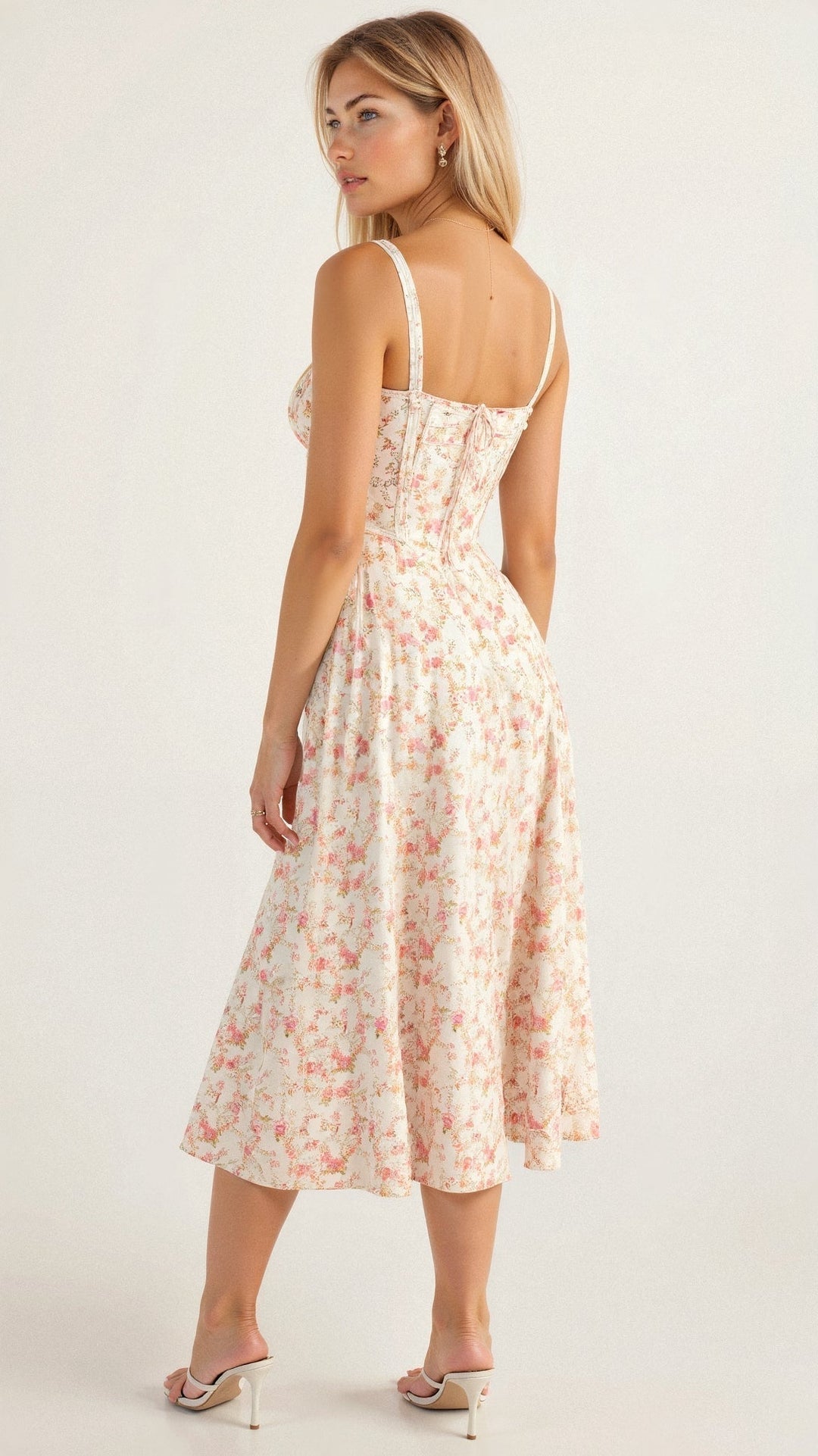 Elara Blue Toile Midi Dress
