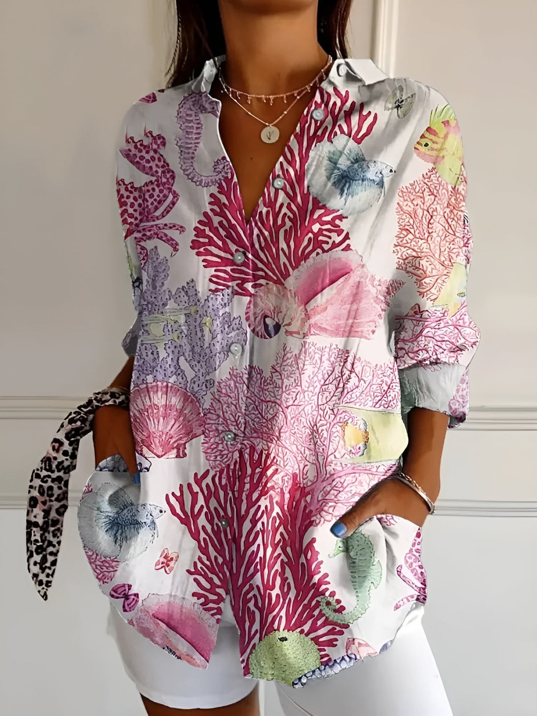 Roseline - Printed Button-Up Shirt